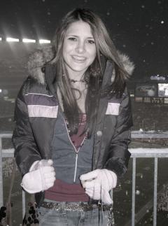 Photo of Julie Dubela at Patriots/Giants football game