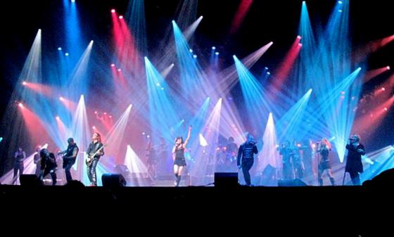 Photo of Julie Dubela performing with the Ultrasonic Rock Orchestra